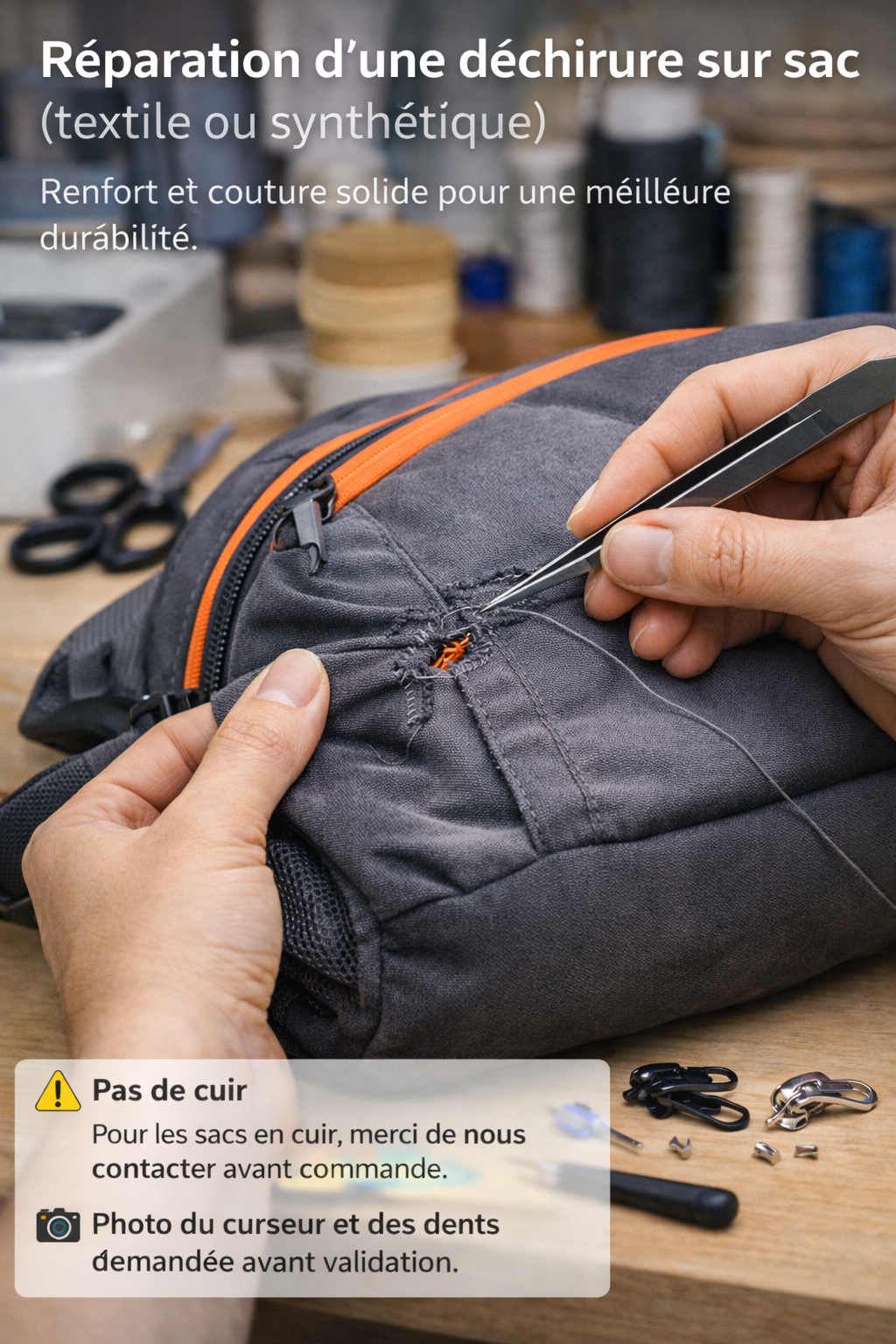 Réparation déchirure (sac)