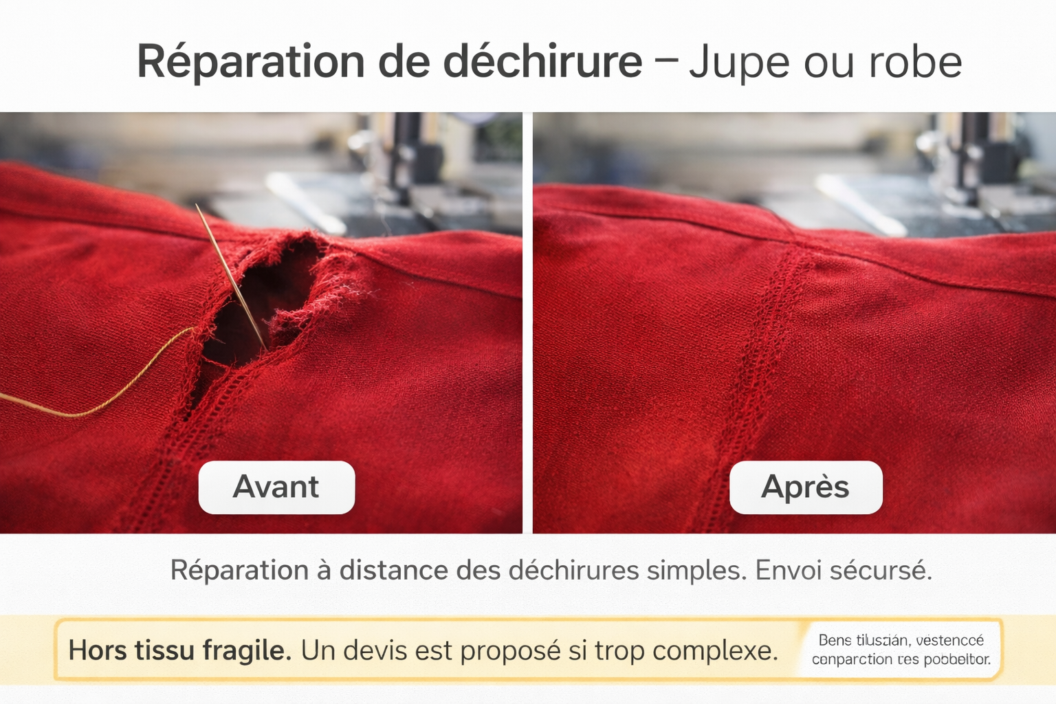 Réparation de déchirure – Jupe ou robe