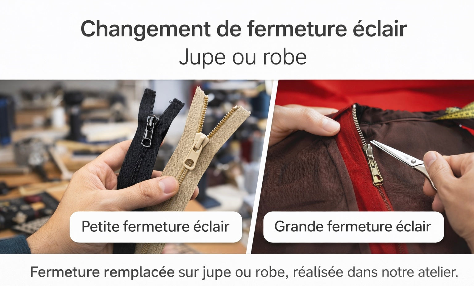 Changement de fermeture éclair – Jupe ou robe