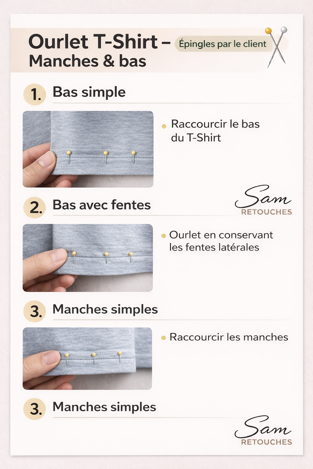 Ourlet T-shirt – Manches & bas